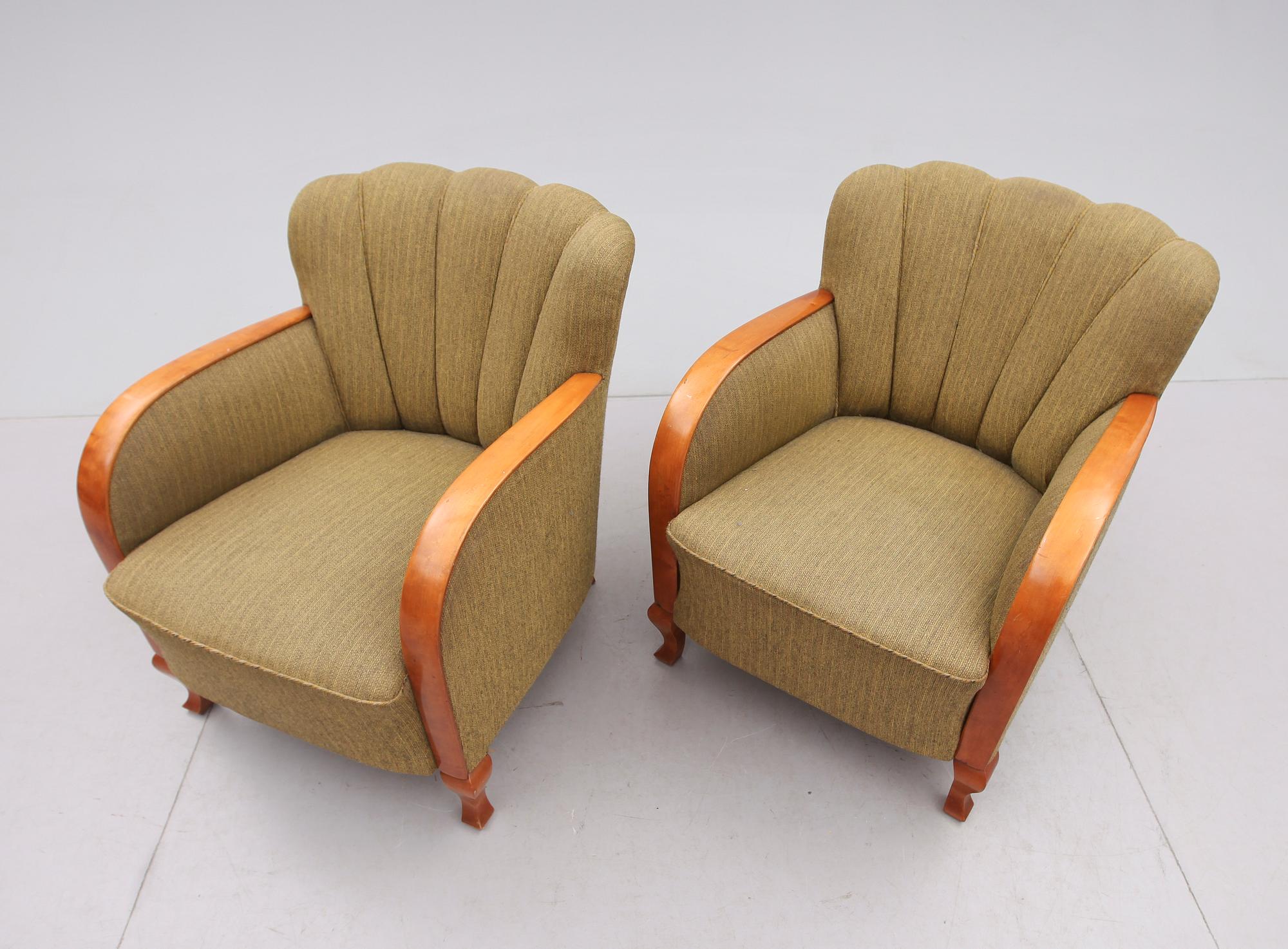 FÅTÖLJER, 1 par, 1900-talets första hälft.