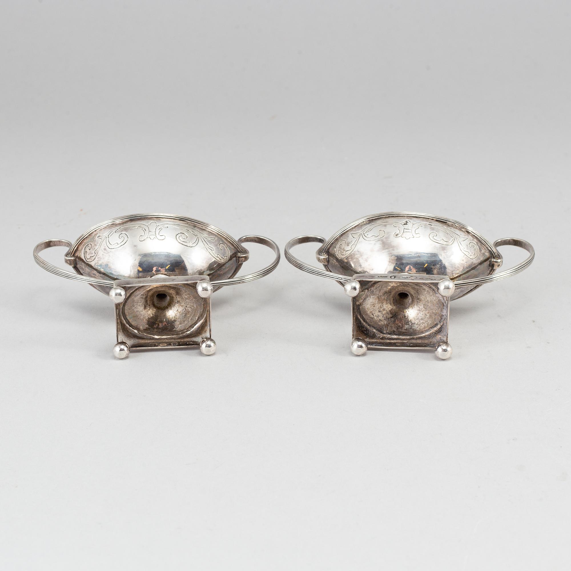 A pair of Swedish 18th century parcel-gilt silver salt-cellars, mark of JF Wildt, Stockholm 1798.