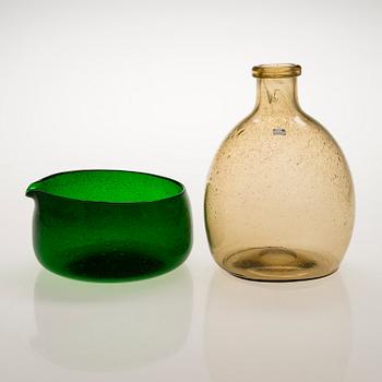 KAJ FRANCK, A set of five art glass objects "Sargasso", signed Nuutajarvi Notsjö.