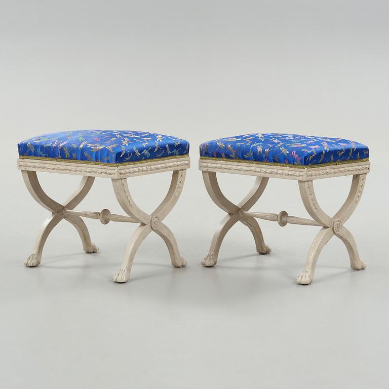 A pair of late Gustavian 1790's stools.