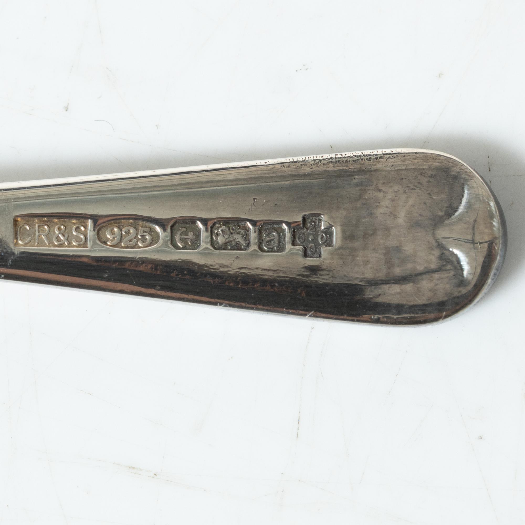 Colen Hewer Cheshire, saltkar, ett par, silver, Chester, England 1915.