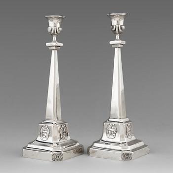 144. A pair of Swedish 18th century silver candlesticks, mark of Pehr Zethelius, Stockholm 1799.