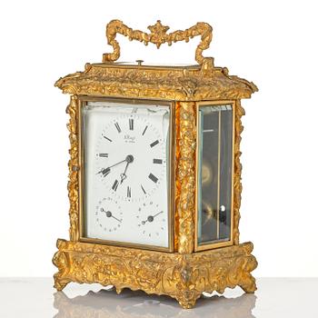 A Traveller's rococo style clock by Anton Liszt Vienna (1828-1868).