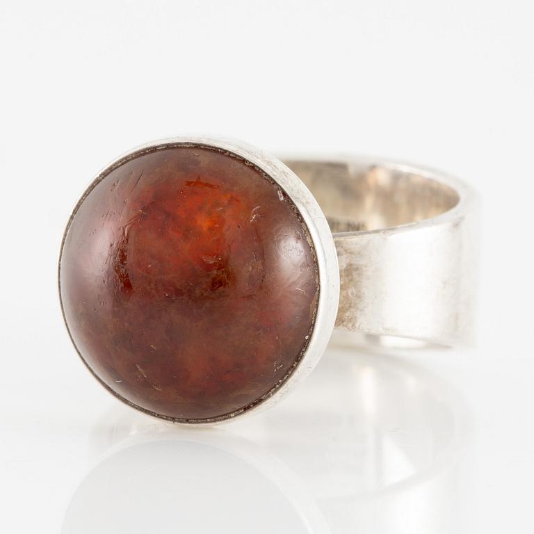 NE From, ring sterlingsilver med bärnsten, Danmark sannolikt 1960-tal.