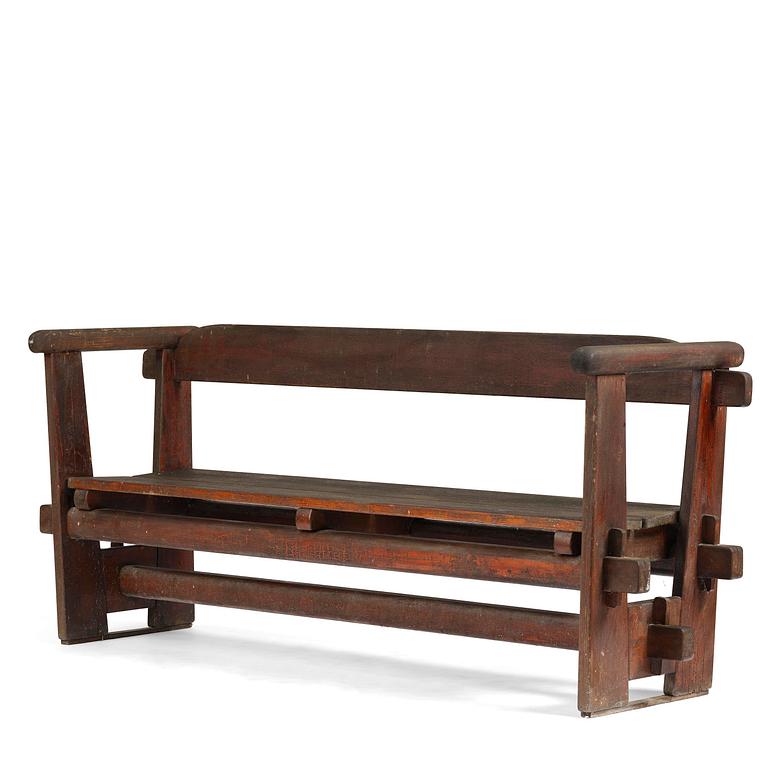 Axel Einar Hjorth, a stained pine "Skoga" sofa, Nordiska Kompaniet, Sweden, 1930s.