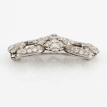 A Cartier platinum brooch set with old-cut diamonds, Art Déco.