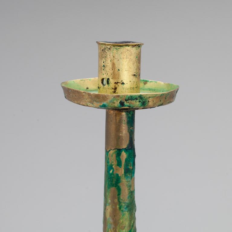 LJUSSTAKE, trä, mässing, 1800-tal.