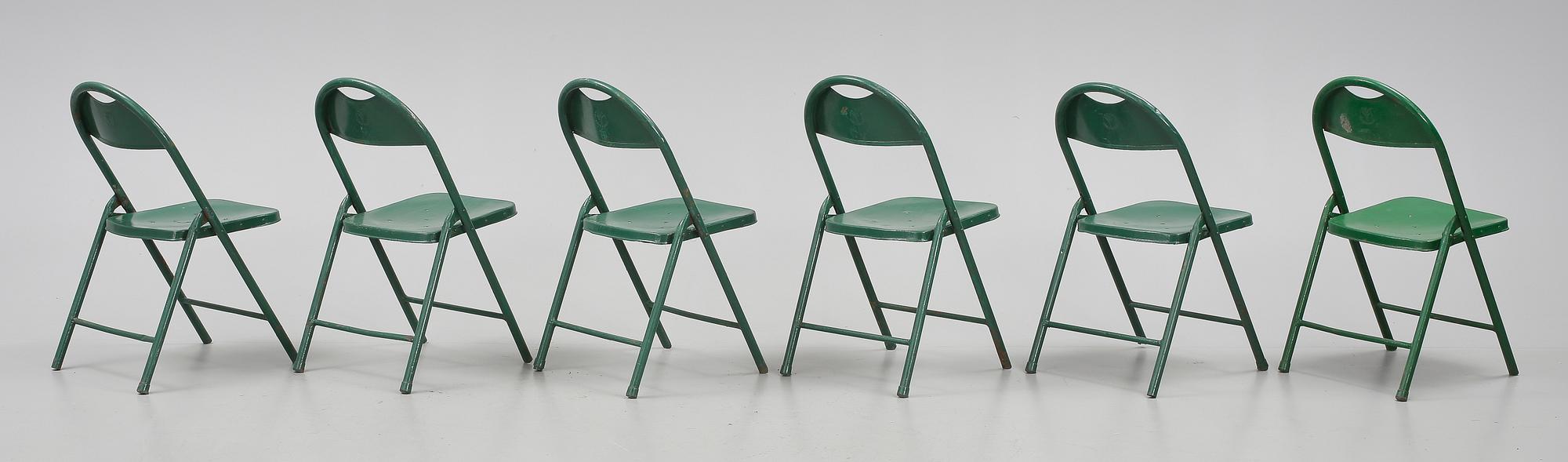 FÄLLSTOLAR, 6 st, Industri, 1900-talets mitt.