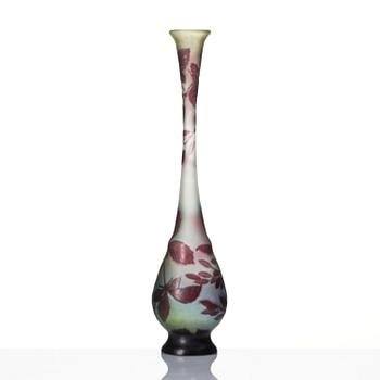 Emile Gallé, a set of two Art Nouveau cameo glass vases, Nancy, France.