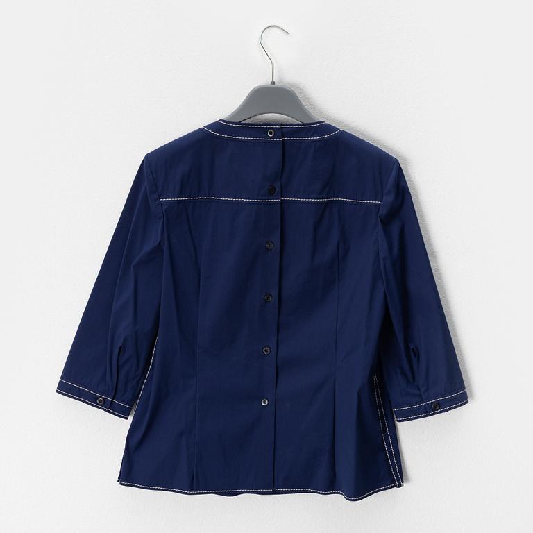 Prada, a dark blue cotton top, size 38.