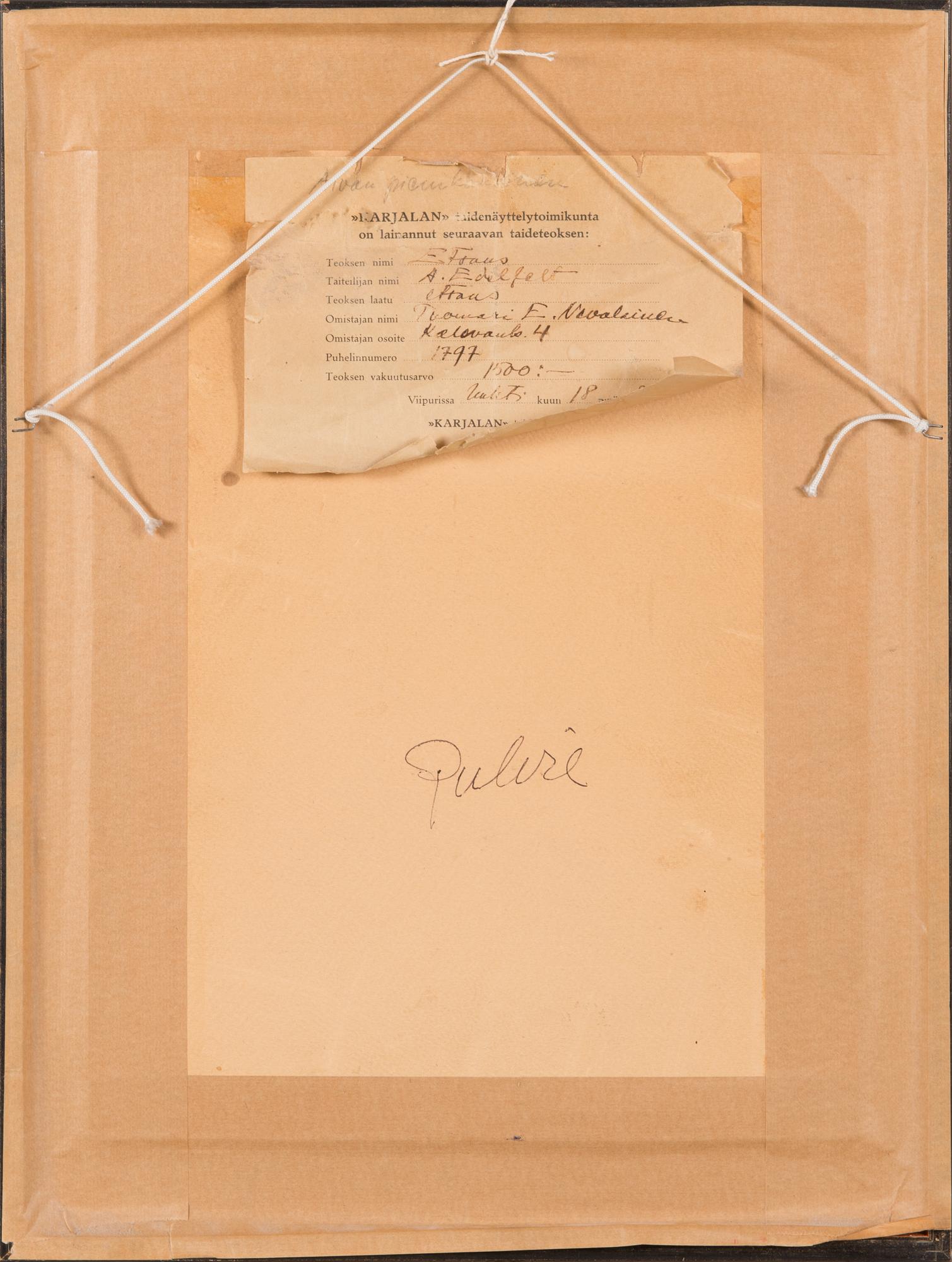 Albert Edelfelt, etsning, osignerad.