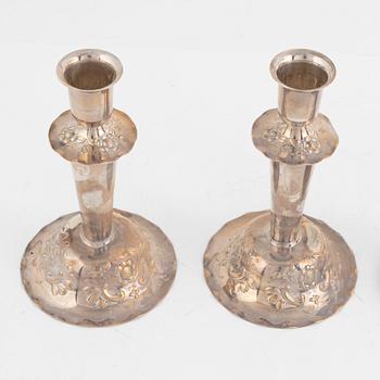 Two paird of silver candel sticks, GAB, 1951 and C.G.Hallberg, 1956, Sweden.