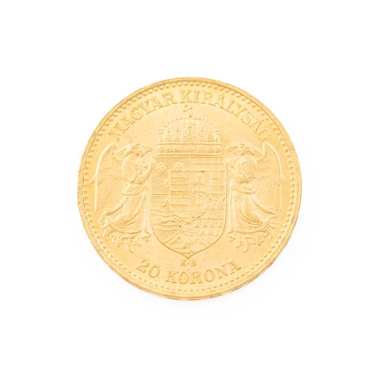 Gold coin, Hungary, 20 Korona, 1898.