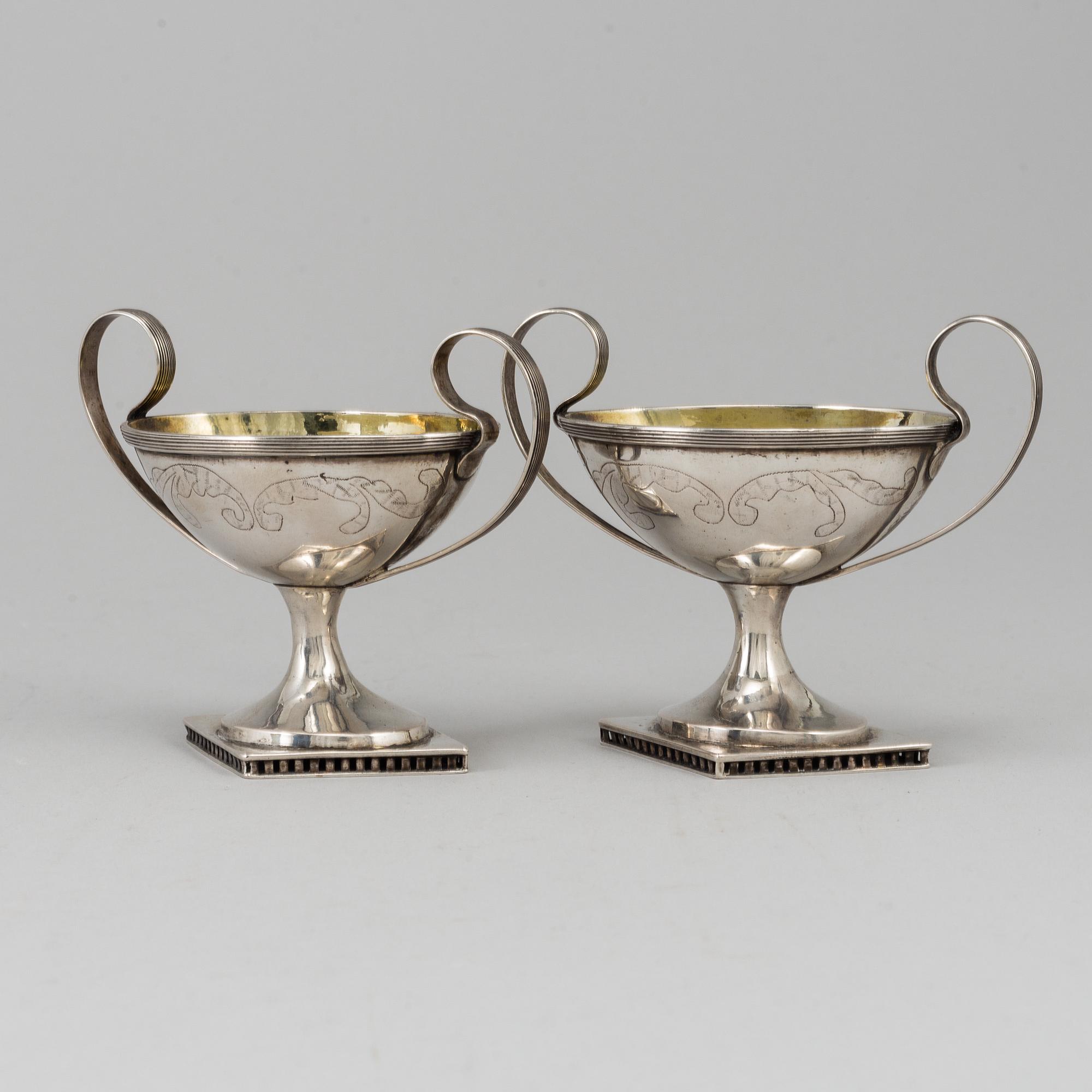N ÖHSTEDT, saltkar ett par, silver, empire, Piteå 1841.