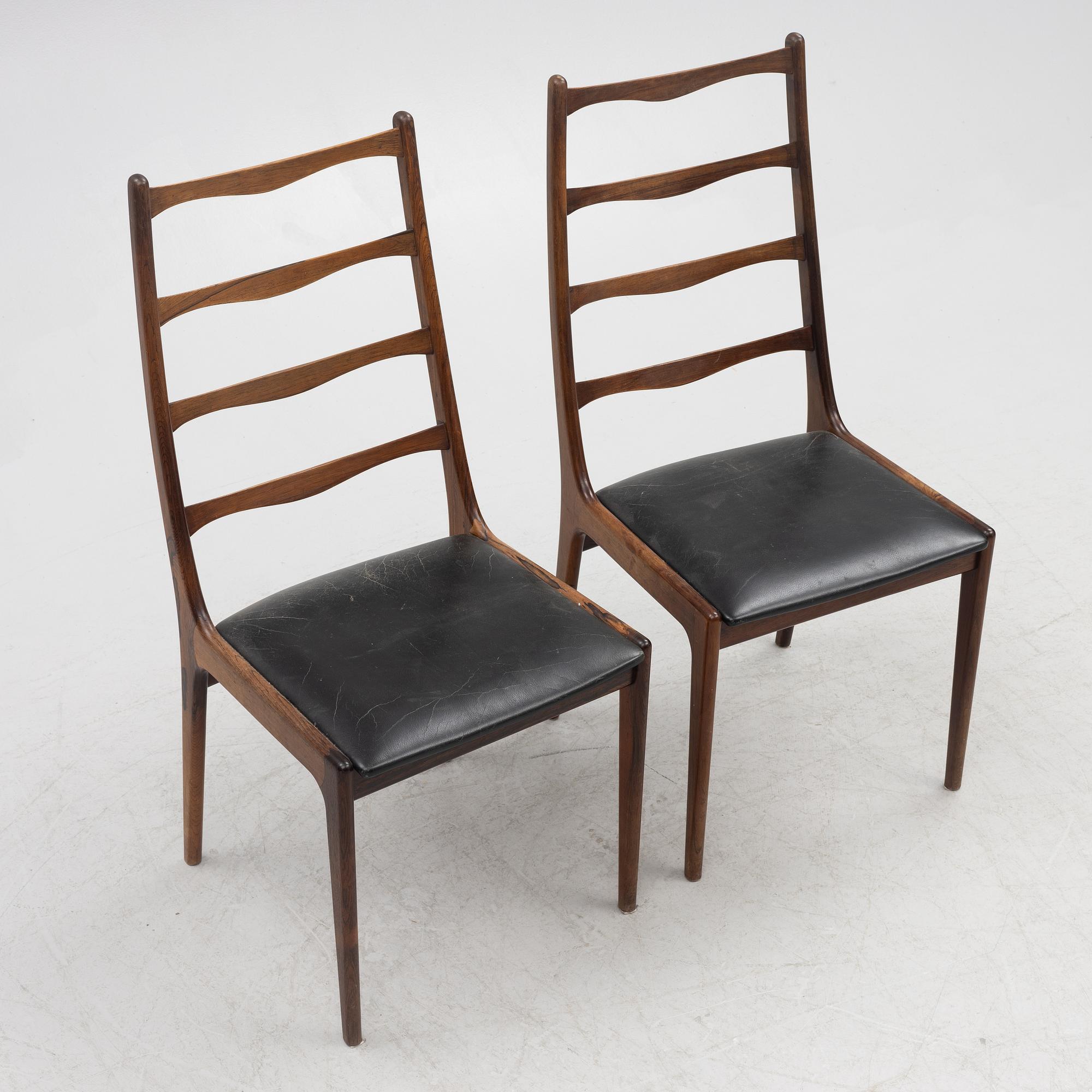 Six Rosewood chairs, Denmark, 1960's.