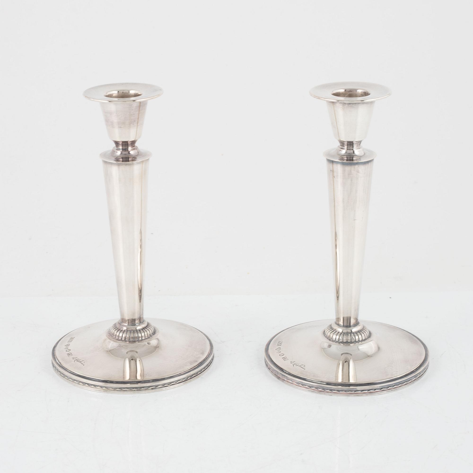 Eric Råström, ljusstakar, ett par, silver, CG Råström, Stockholm 1973.