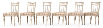 497. Six late Gustavian circa 1800 chairs.