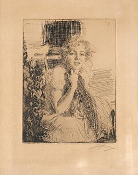 ANDERS ZORN, etsning. Signerad med blyerts.