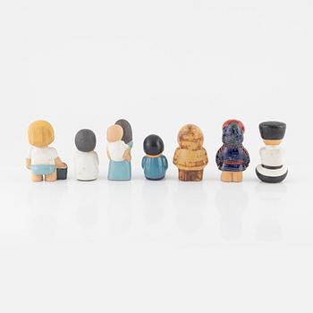Lisa Larson, figuriner, 7 st, stengods, Gustavsberg.