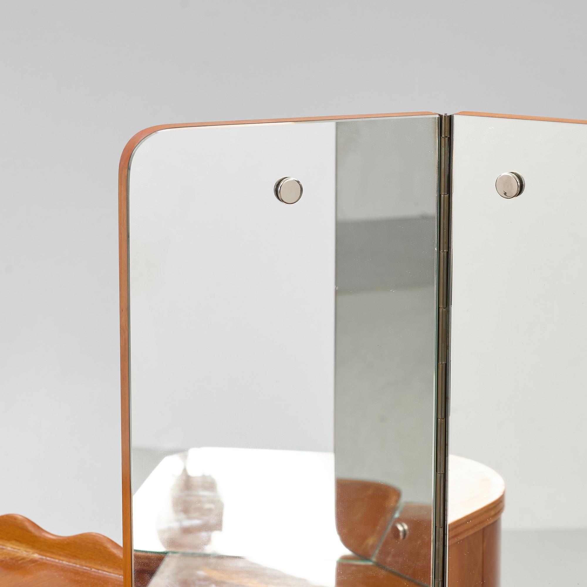 A dressing table with stool and mirror, Stil & Form Arkitektkontor för Möbler o. Inredningar, Stockholm, 1944.