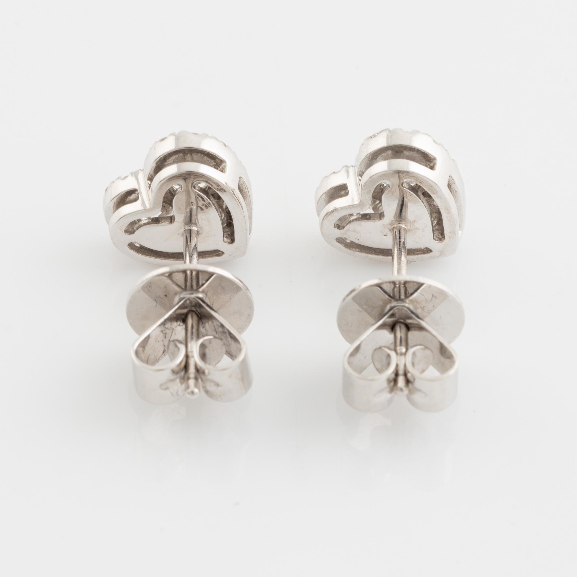 Heart shaped brilliant cut diamond earrings.