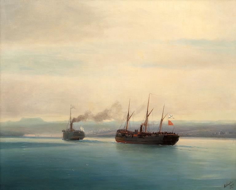 Ivan Constantinovich Aivazovsky, "TURKKILAISEN MERSINA ALUKSEN VALTAAMINEN".