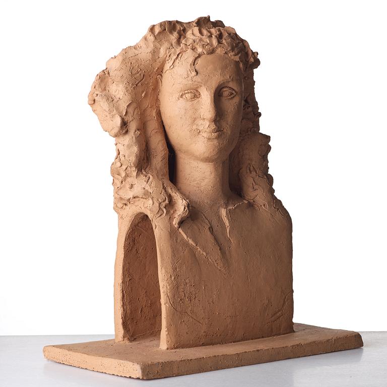 HERTHA HILLFON, a terracotta sculpture, Sweden, provenance Hertha Hillfon.