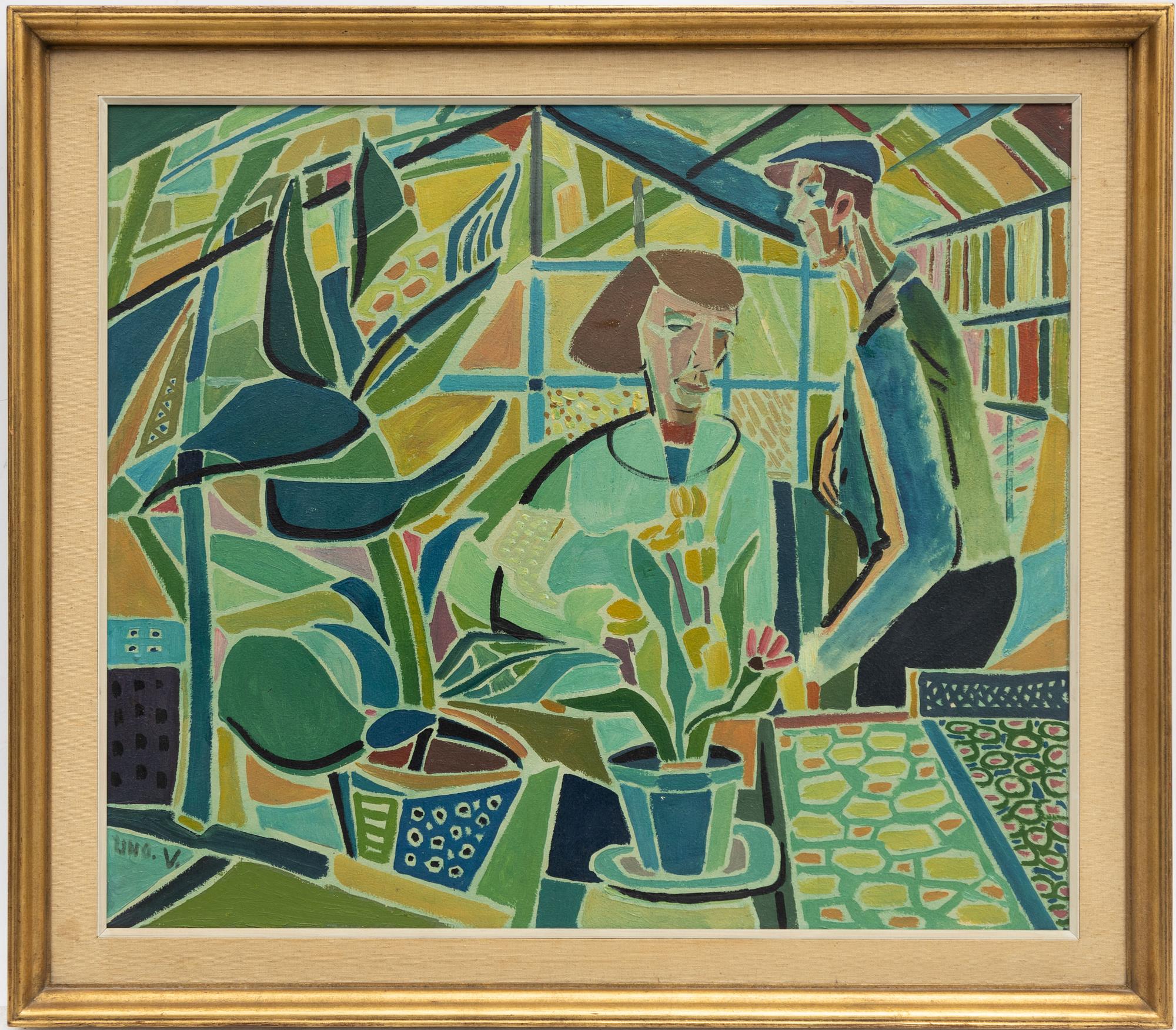 Uno Vallman, Woman and man in greenhouse.