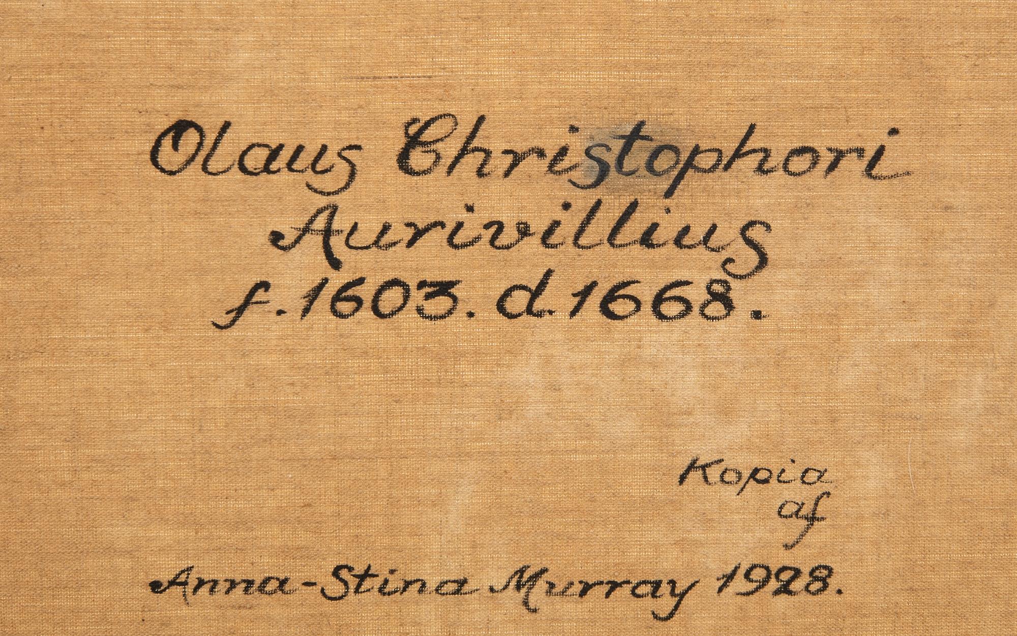 Anna-Stina Murray copy after an older portrait depicting Olaus Christophori Aurivillius.
