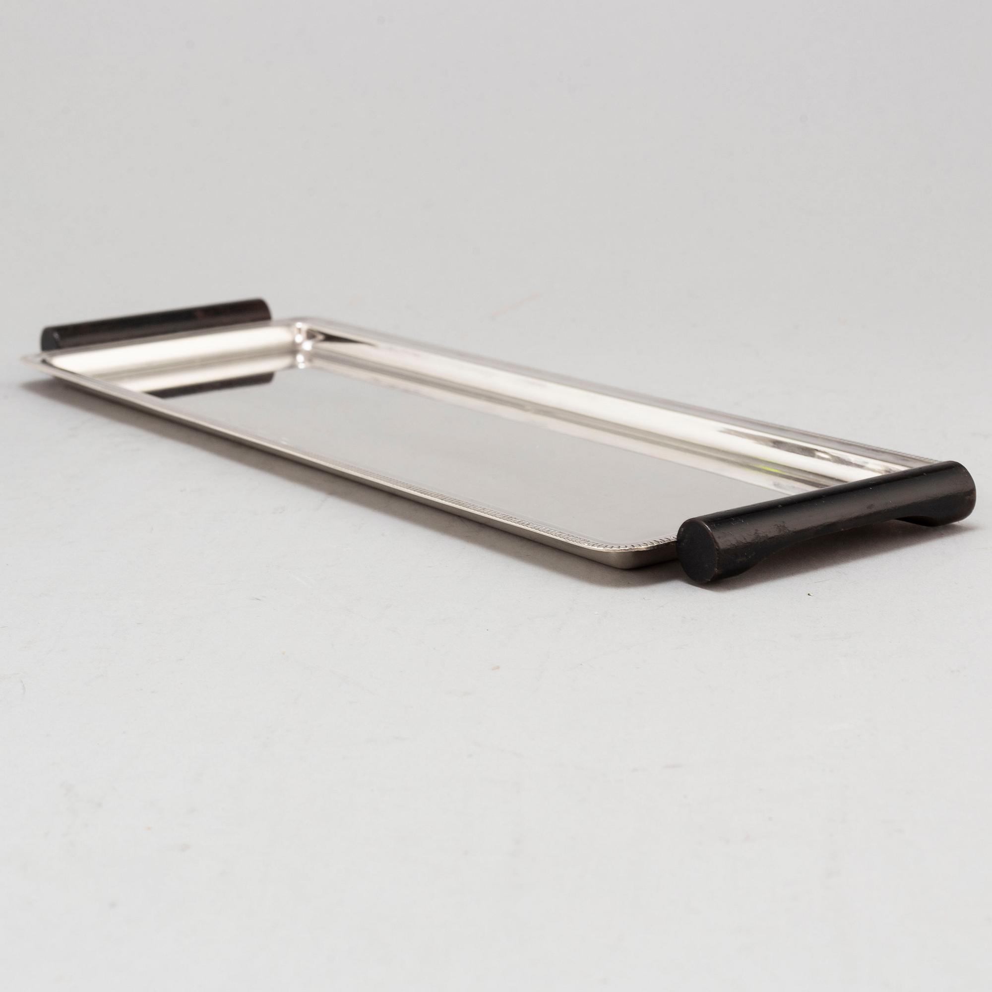 FOLKE ARSTRÖM, cocktailglas, 6 st, samt  bricka, nysilver, 1930/40-tal.