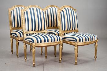 SALONGSGRUPP, 4+2 delar. Louis XVI-stil, 1800-talets slut.