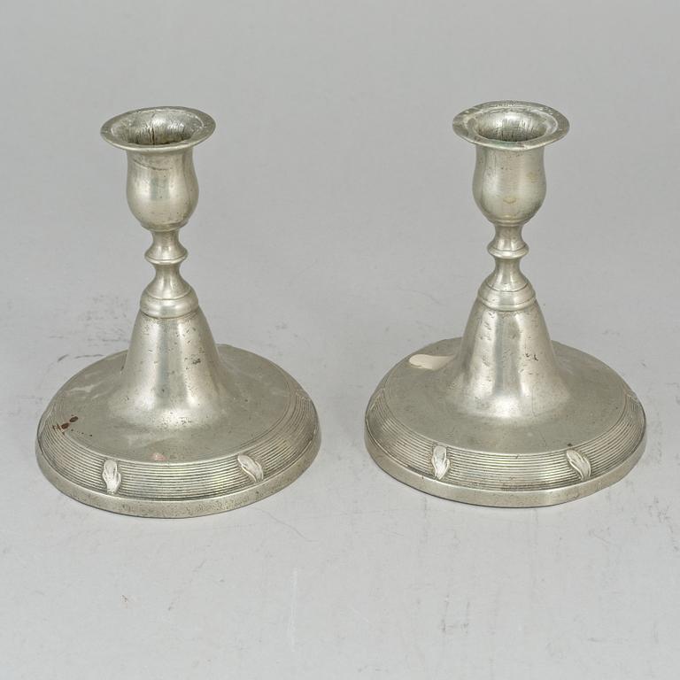 A pair of similar pewter candlesticks, Lars Lundwall, Jönköping, one 1779.