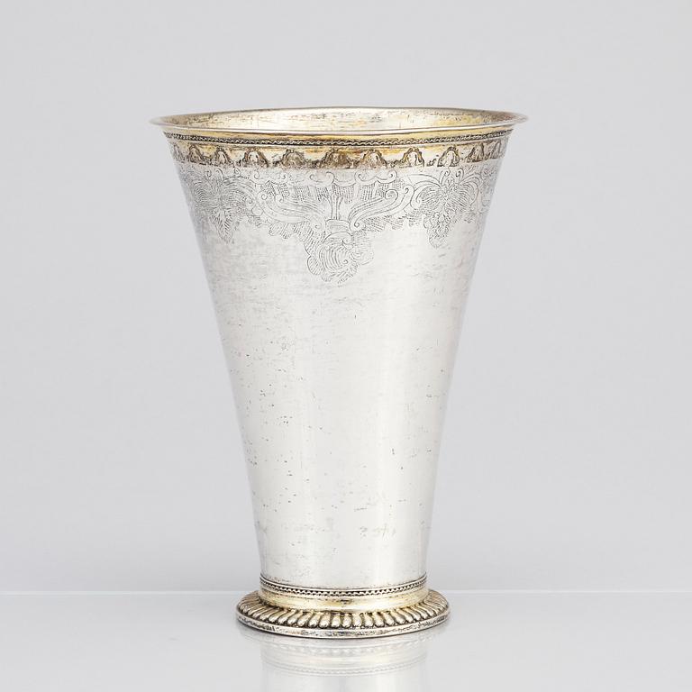 A Swedish parcel-gilt silver beaker, mark of Bengt Collin, Uppsala (1699-1755).