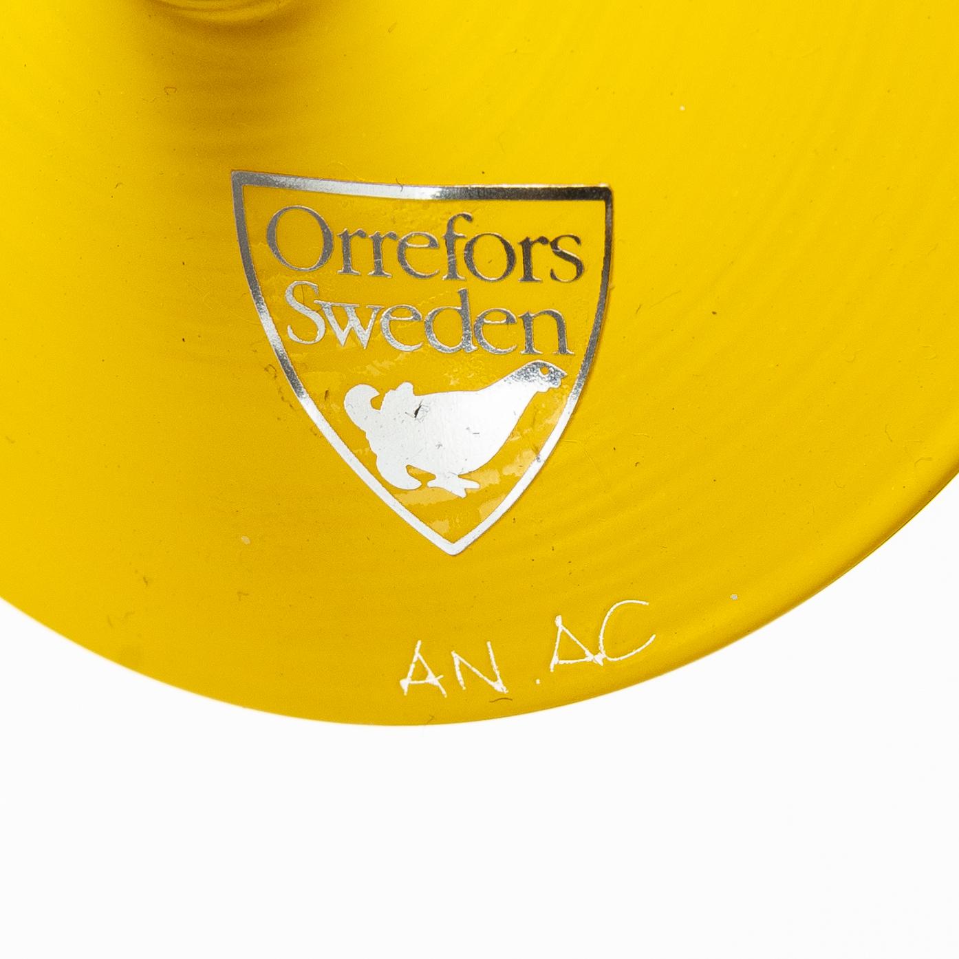 Anne Nilsson, snapsglas, 10 st, "Clown", Orrefors.