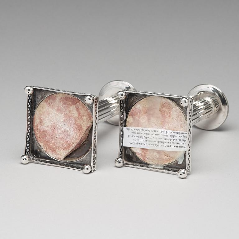 Anders Castman dy, ljusstakar, ett par, silver, Eksjö 1798. Gustavianska.