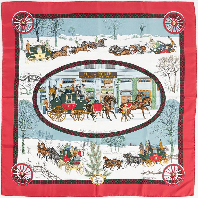 Hermès, scarf "L'Hiver en Poste".