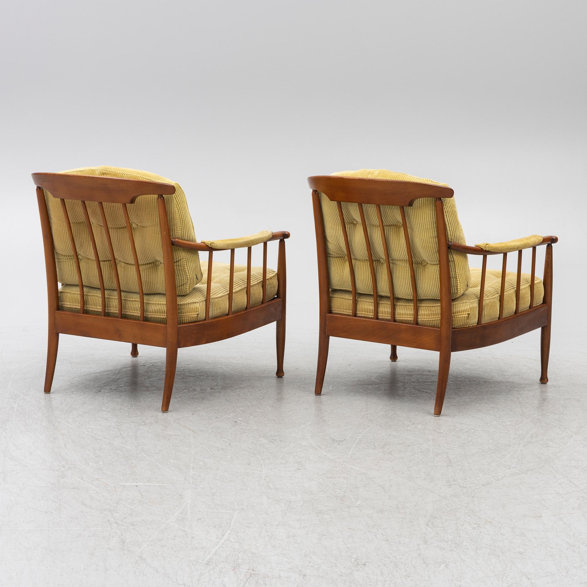 Kerstin Hörlin-Holmquist, A pair of "Skrindan" armchairs, mid-20th century.