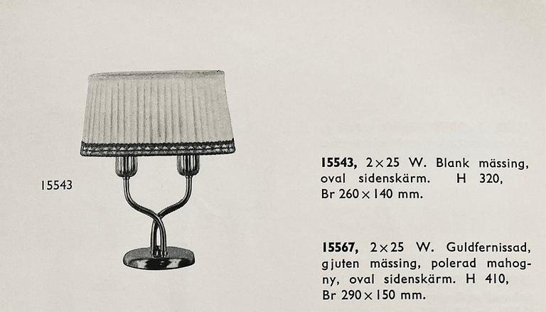 Harald Notini, bordslampa, modell "15543", Arvid Böhlmarks Lampfabrik, Stockholm, 1950-tal.