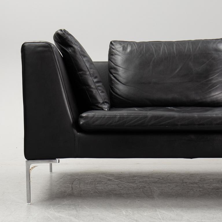 Antonio Citterio, a black leather "Charles" sofa, B&B Italia.