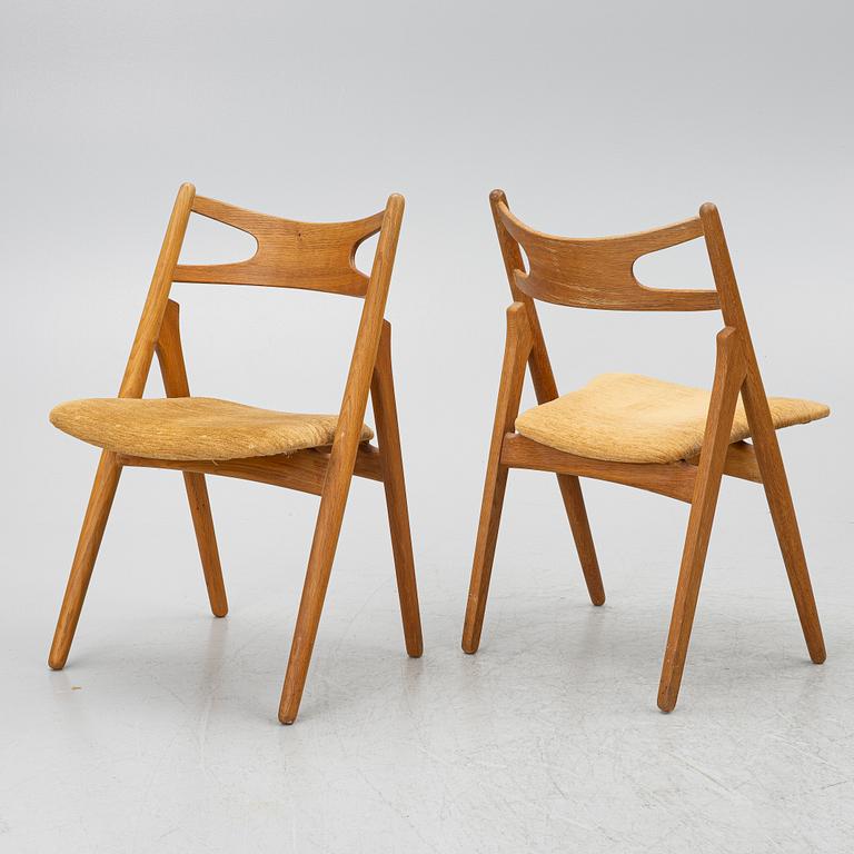 Hans J. Wegner, Stolar, 6 stycken "CH 29", "Savbukkestolen", Carl Hansen & söner, 1900-talets mitt.