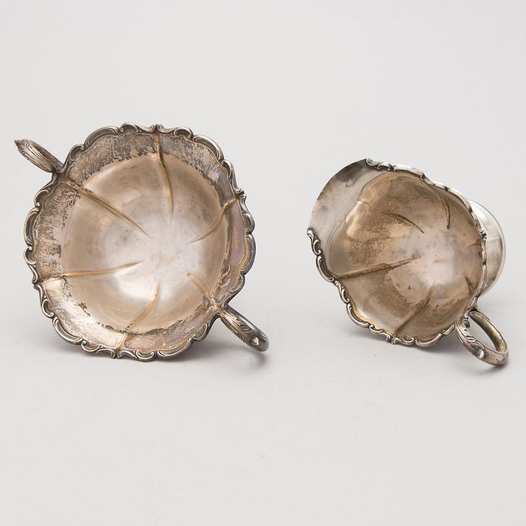 CREAM JUG AND SUGAR BOWL, silver, Turku, 1951.