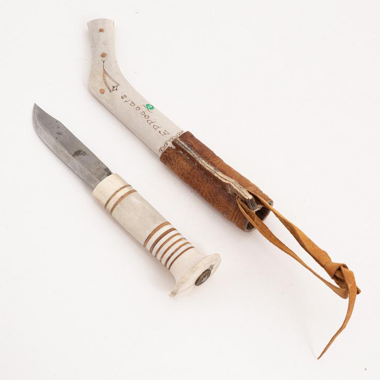 A reindeer horn knife by EP Poggats, signed, before 1965.