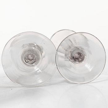 Cut glass, 1 + 4 similar, 19th century.