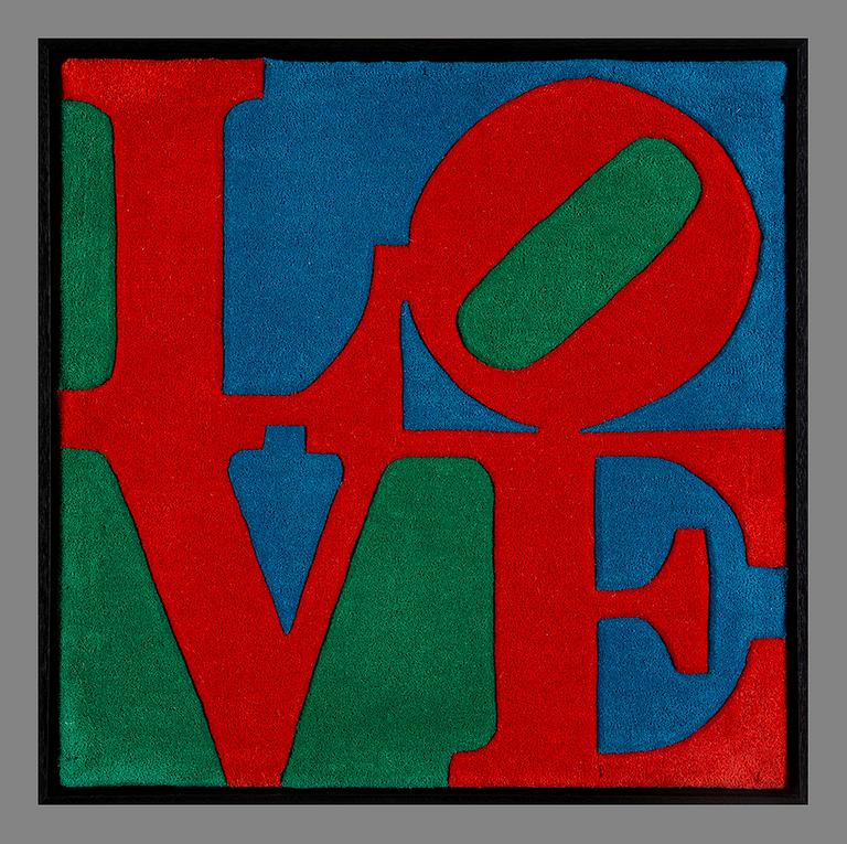 ROBERT INDIANA, INRAMAD MATTA. Chosen Love. Sign.R Indiana, numrerad 820/10.000 på tygetikett.