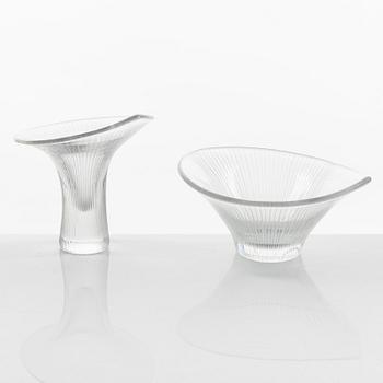 Tapio Wirkkala, skål samt vas, glas, "Kantarelli", Iittala, Finland.