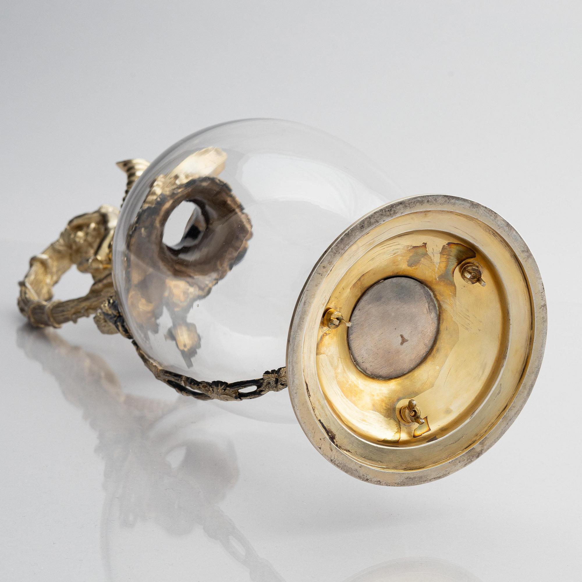 John Newton Mappin, vinkaraff, förgyllt silver och glas, London 1888.