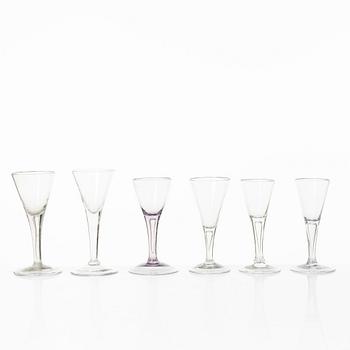 Pointed glasses, similar, 6 pcs, 18th century.
