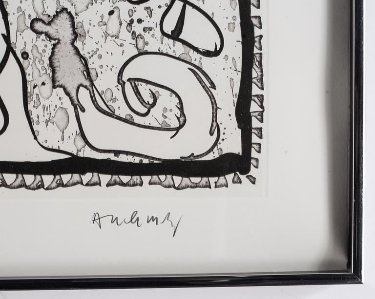 Pierre Alechinsky, etsning & linoliumsnitt, 1989, signerad 2/125.
