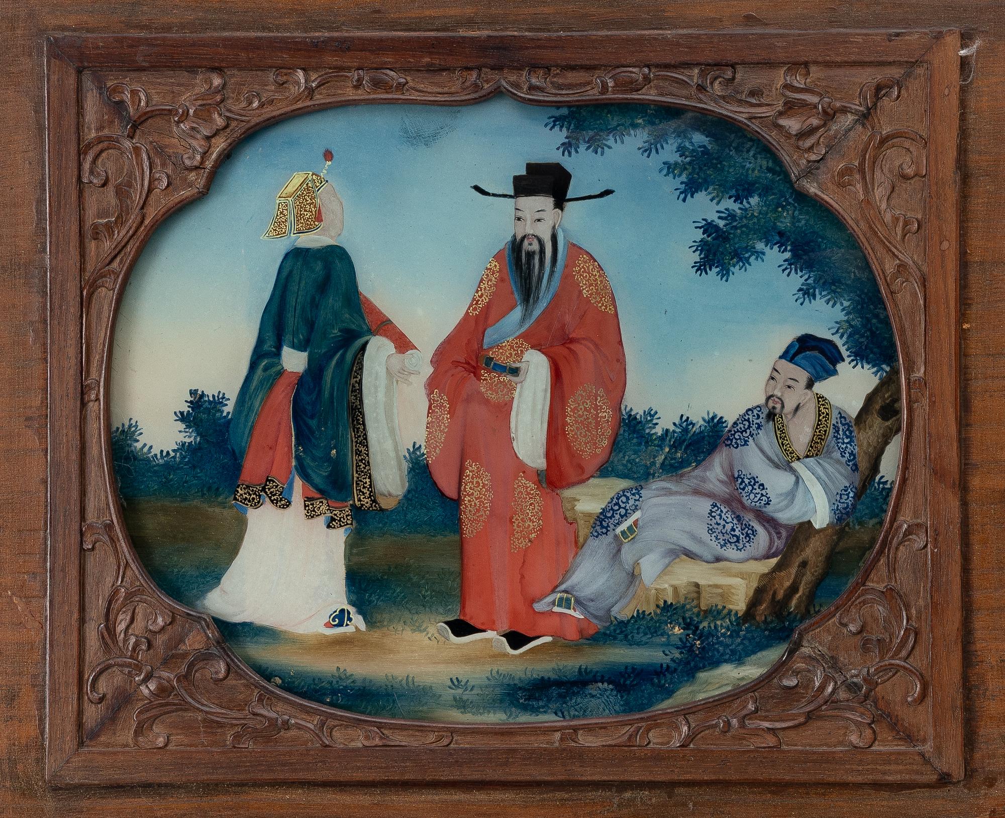 A pair of Chinese reverse glass paintings, 20th century.