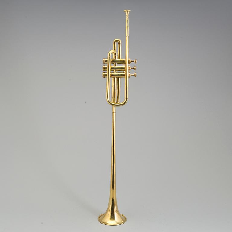 A Brass musical instrument trumpet.